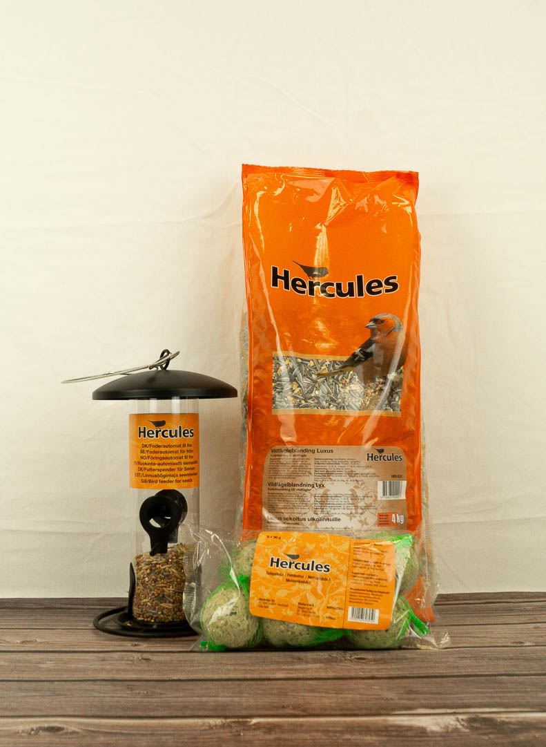 Vogelfutter Markt Vorteilsset 3, Hercules Streufutter, Streufutterspender & Meisenknödel