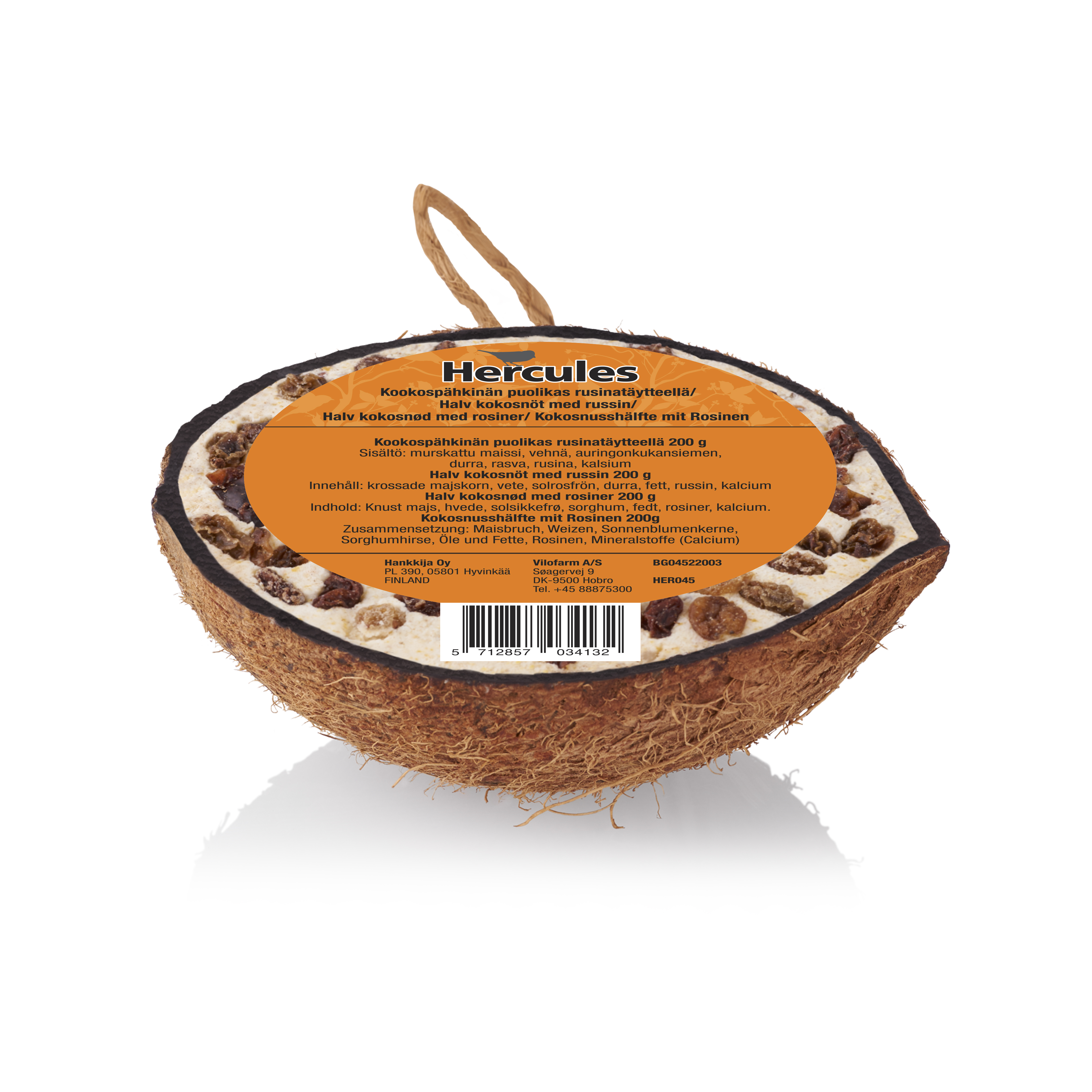 Halbe Kokosnuss gefüllt (Rosinen), 200g 